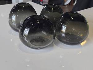 lot 282 image: Lot of (4) 4 14 Hand-Blown Art Glass Vases by Accent Dcor (smoked black) (rounded triangle)