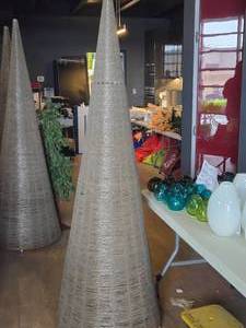 lot 285 image: 66 Metallic Jute Topiary Cone Shaped Christmas Tree