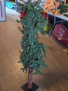 lot 288 image: 4 Faux Christmas Tree with Wood Pole