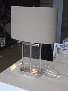 lot 331 image: 23 Clear Glass Lucite Table Lamp  Modern style  with 14 Oval Lamp Shade