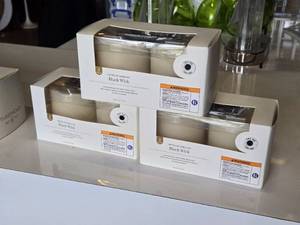 lot 334 image: Lot of (3 packages) LED Pillar Candle Set Black Wick with Remote (in original packaging)