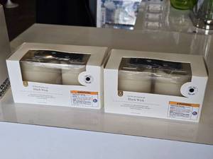 lot 335 image: Lot of (2 packages) LED Pillar Candle Set Black Wick with Remote (in original packaging)