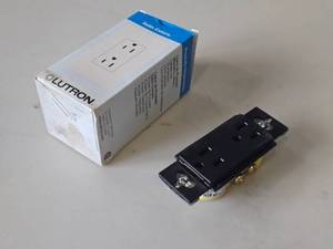 lot 347 image: Lot of (2) Lutron Satin Colors 15A Receptacle SCR-15-MN (satin midnight black)