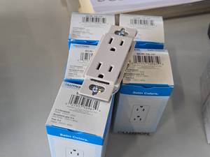 lot 350 image: Lot of (6) Lutron Satin Colors 15A Receptacle SCR-15-TP (taupe)