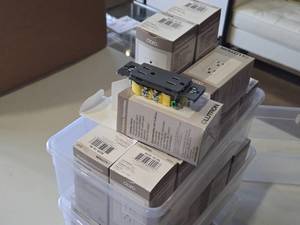 lot 355 image: Lot of (10) Lutron Claro 15A Receptacle SCR-15-SL (slate)