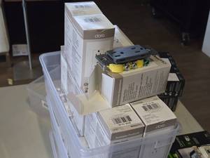 lot 353 image: Lot of (8) Lutron Claro 15A Receptacle SCR-15-SL (slate)