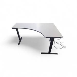 lot 47 image: Power Sit Stand Desk with Memory Settings measures 70 wide  46 deep  Adjusts between 24.5 to 50 tall Right Return