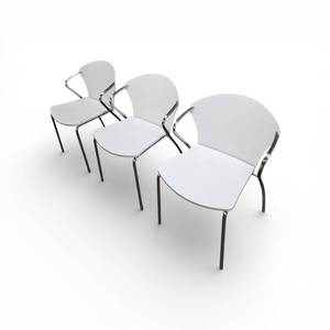 lot 99 image: 2 White Chrome Bernhardt Stacking Chairs