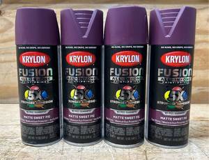 lot 125 image: Krylon Fusion All-In-One Paint Primer Matte Sweet Fig lot of 4