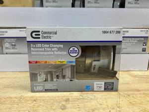 lot 206 image: 3in. Integrated LED Canless Recessed Light with White Trim, Silver and White Reflectors and CCT, (lot of 8)