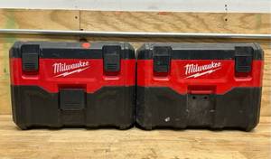 lot 229 image: Milwaukee 2 gallon wetdry vacuum (read description, lot of 2)
