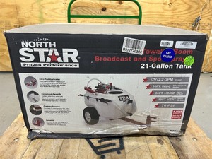 lot 31 image: NorthStar Tow-Behind Trailer Boom Broadcast and Spot Sprayer, 21 Gallons, 2.2 GPM, 12 Volt DC