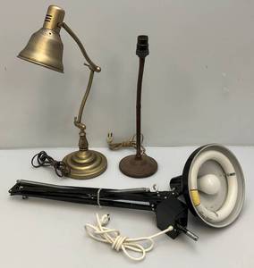 lot 49 image: Vintage Misc. Metal Lamps