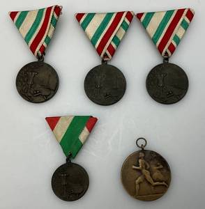 lot 62 image: Group Of Vintage 1950 Bronze Metals Some With Ribbons