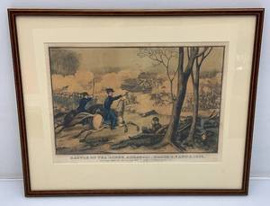 lot 108 image: Very Old George C. Demp Embossed Signature Framed Behind Glass E. B. & E. C. Kellogg , Hartford Conn. BATTLE OF PEA RIDGE