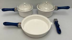 lot 123 image: Princess House Nouveau Ceramic Cookware With Glass Lids