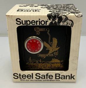 lot 126 image: Vintage Superior Steel Safe Bank In Original Box (New Old Stock)
