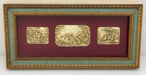 lot 161 image: Framed Behind Glass Vintage Hunting Scene Relief Carvings 8 12 x 17 14