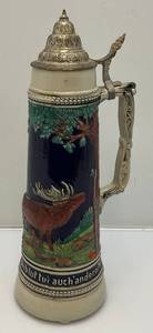 lot 168 image: Large Collectible German Earthware Beer Stein (Made In Germany) 16 12