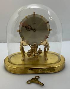 lot 181 image: Vintage MCM Atomic Space Age KUNDO Anniversary Desk Clock With Key