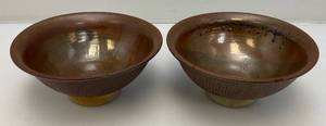 lot 187 image: Two RW Stamped Pottery Bowls (Possible Red Wing) 3 12 x 8