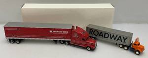 lot 188 image: Miniature First Gear Brand Miniature Die Cast Thermo King Semi Truck And Trailer (NIB) And Roadway Semi Truck With Trailer