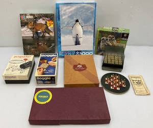 lot 207 image: Misc. Vintage Boardgames And Puzzles Including Monopoly, Boogle And More