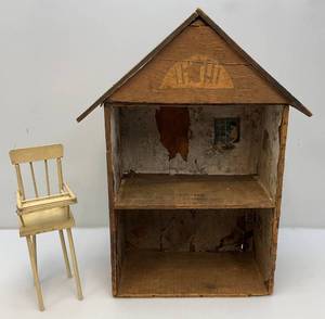 lot 245 image: Very Old Antique Doll House 27 x 20 x 8