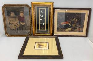 lot 248 image: Misc. Items Framed Behind Glass
