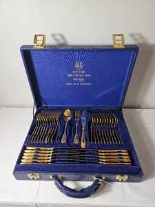 lot 264 image: Solingen German Contemporary Brass Tone Flatware Set