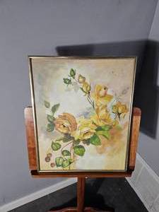 lot 224 image: Framed Original Yellow Rose Watercolor