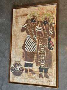 lot 229 image: Framed African Batik Painting Tribal Women