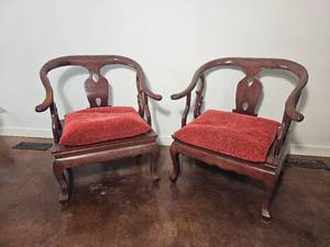 lot 24 image: Chinese Rosewood Horseshoe Armchair Pair