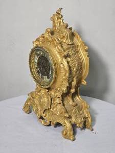 lot 117 image: Ansonia Louis XV Style Spelter Mantel Clock