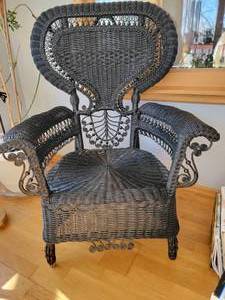 lot 340 image: Fancy Black Wicker Armchair