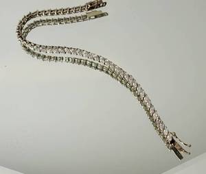 lot 41 image: Sparkling Sterling Silver Crystal Tennis Bracelet