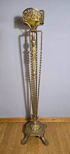 lot 33A image: Monumental Art Nouveau Style Figural Brass Floor Candleholder