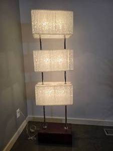 lot 35D image: Sculptural Modern Floor Lamp with Three Tier Pleated Shades - A