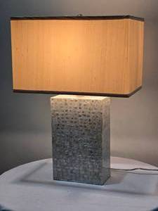 lot 144 image: Capiz Shell Mosaic Table Lamp with Rectangular Shade