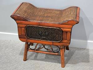 lot 153 image: Vintage Bamboo and Rattan Accent Chest with Drawer