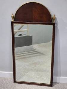 lot 155 image: Traditional Mahogany Wall Mirror with Arched Crest and Finials