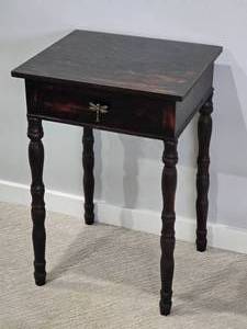 lot 154A image: Wood Side Table with Dragonfly Drawer Pull - A