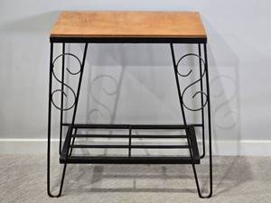 lot 158 image: Scrollwork Metal and Wood Console Table
