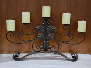 lot 169 image: Stylish Pressed Metal Candelabra