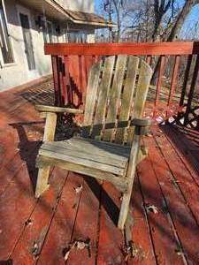 lot 37 image: Rustic Outdoor Wooden Adirondack Chair