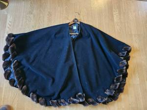 lot 245 image: Black Mink Fur Trimmed Cape