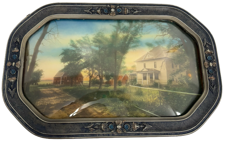 lot 25 image: Antique Victorian Style Frame with Farmhouse and Barn Art