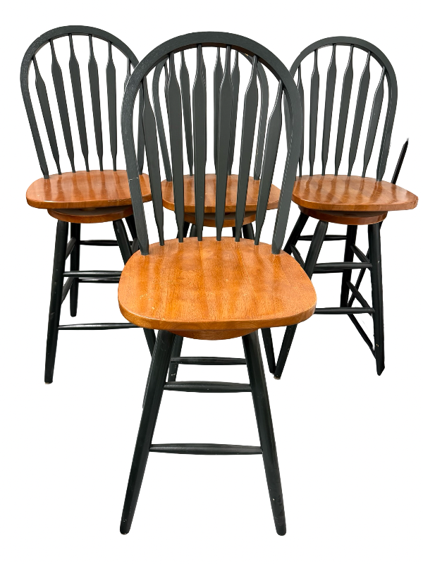 lot 27 image: Set of 4 Swivel Green Painted Barstools