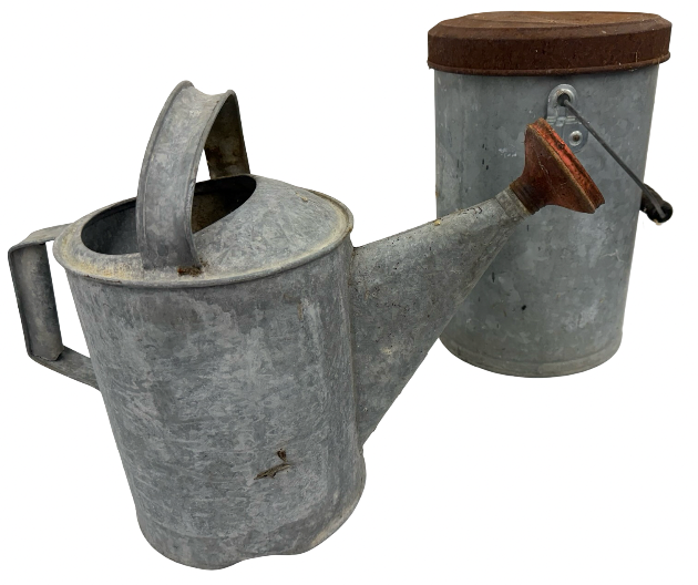 lot 43 image: Rustic Galvanized Watering Can & Bucket