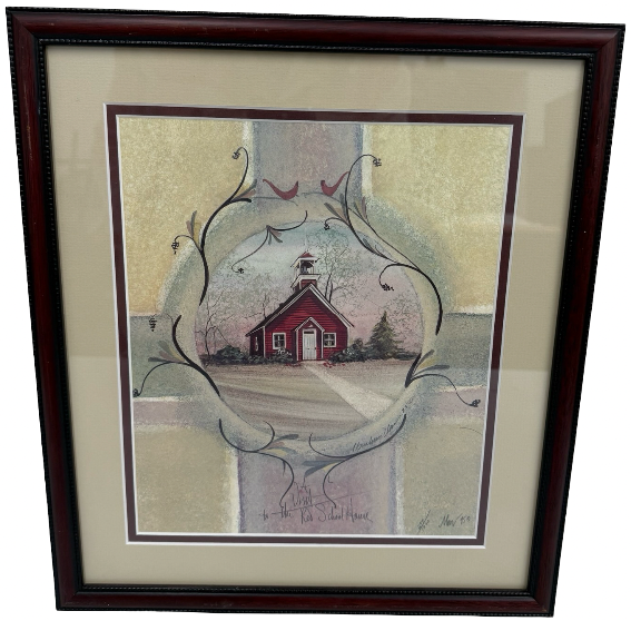 lot 88 image: A Visit to the Red Schoolhouse by P. Buckley Moss